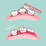 cartoon tooth brush and gingivitis, great for health dental care concept